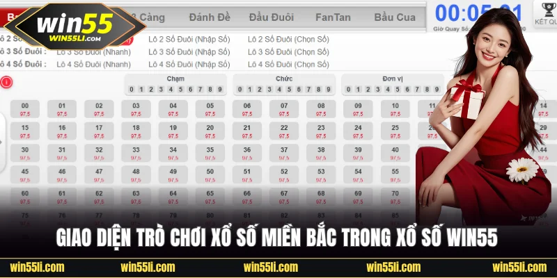Giao diện trò chơi XSMB trong xổ số Win55